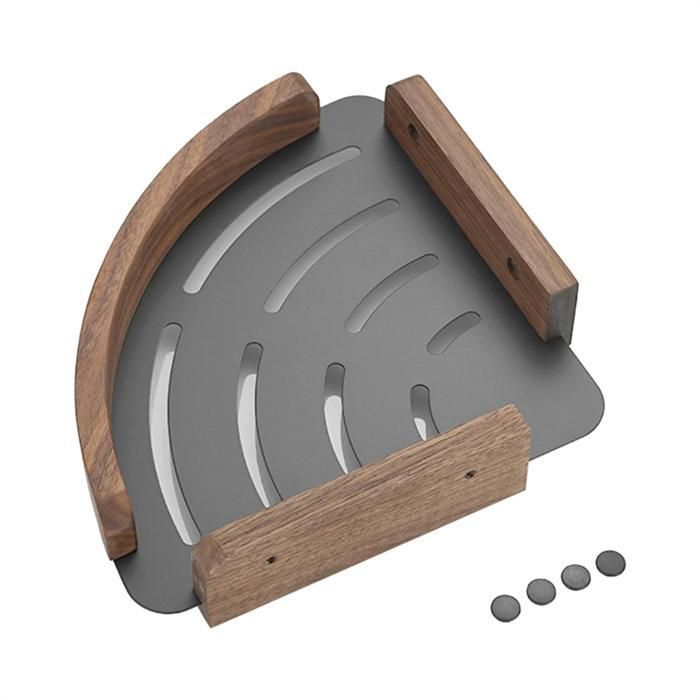 Étagères de Salle de Bain en Bois de Noyer Étagère de Rangement DAngle de Douche Murale Support Organisateur de Cuisine