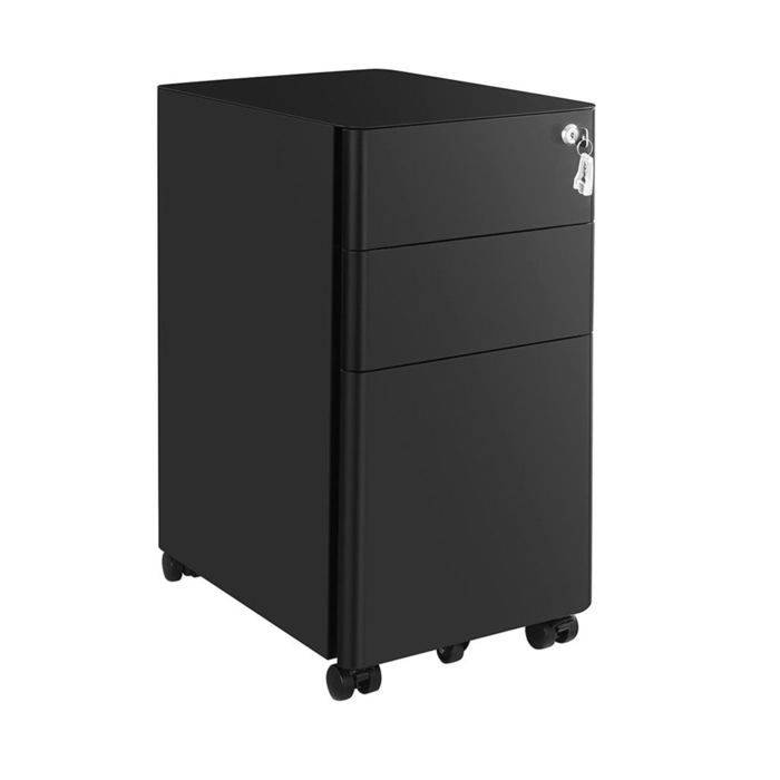 Caisson de bureau placard de rangement mobile avec roulettes et serrure pour documents et dossier Caisson de bureau placard de rangement mobile avec roulettes et serrure pour documents et dossier