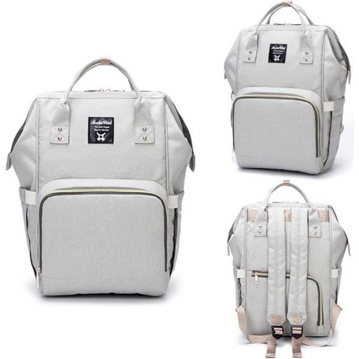 Sac à Dos à Langer Bébé Imperméable en Oxford Grande capacité 55L - Marque - Gris clair - Quotidien - Mixte-keeper