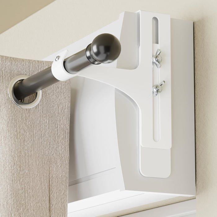 Lot de 2 supports sans perçage tringle à rideau Kali, 28 mm gris mat