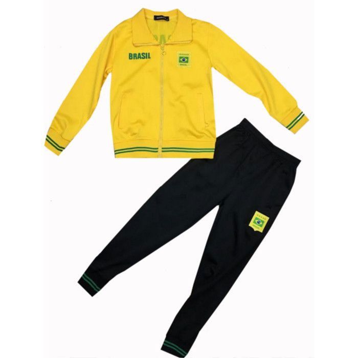 Survêtement Football Thème Brésil Enfant - Polyester- Taille 4 à 14 ans - Jaune