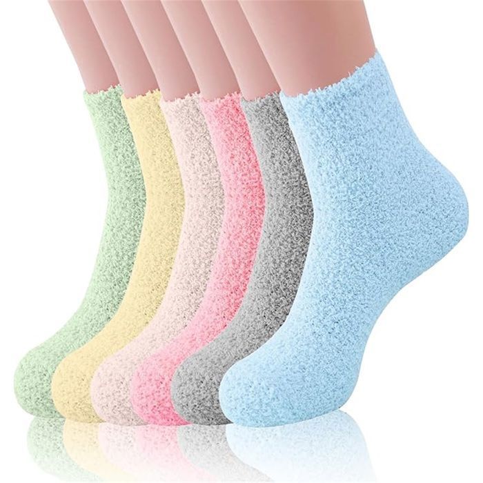 6 Paires Chaussettes MULTISPORT Femmes Hiver douces et chaudes en corail polaire Peluche Chaussettes de Sol taille 35-41