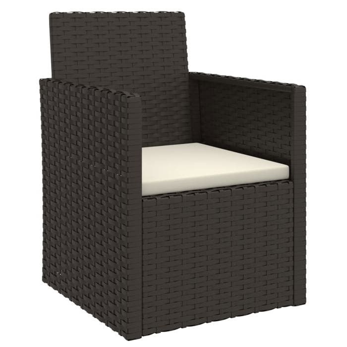 Fauteuil de jardin en résine tressée - vidaxl - 53x57x75 cm - Noir - Coussin blanc crème - Résine tressée