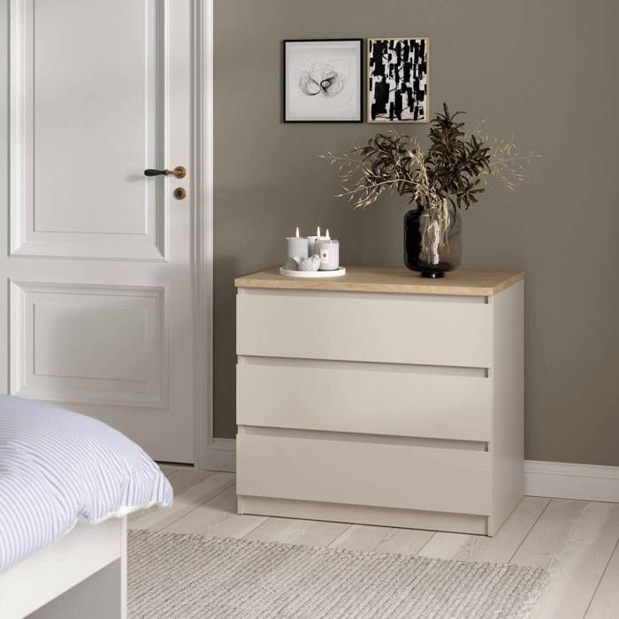 Commode Vistara Dmora Bois Mélaminé Beige 50x77x70 1h cm Commode Vistara Dmora Bois Mélaminé Beige 50x77x70 1h cm