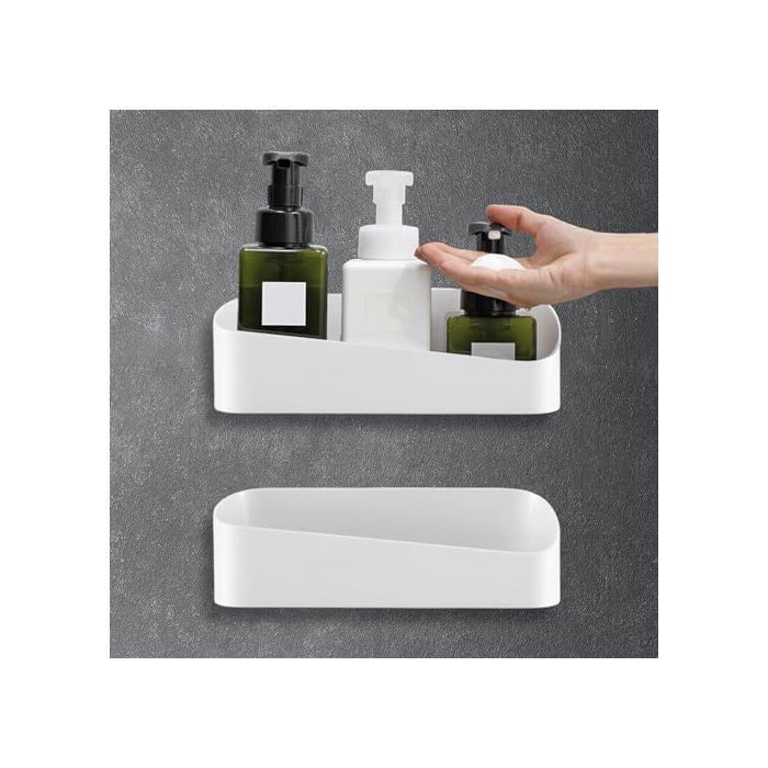 2 Pièces Étagère de Douche: Sans Perçage Détagère de Douche Support de Rangement Auto-adhésif de Chambre Salle de Bain Panier