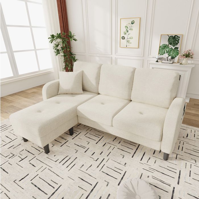 Canapé dAngle 3 Places avec Méridienne Réversible et Design Modulaire