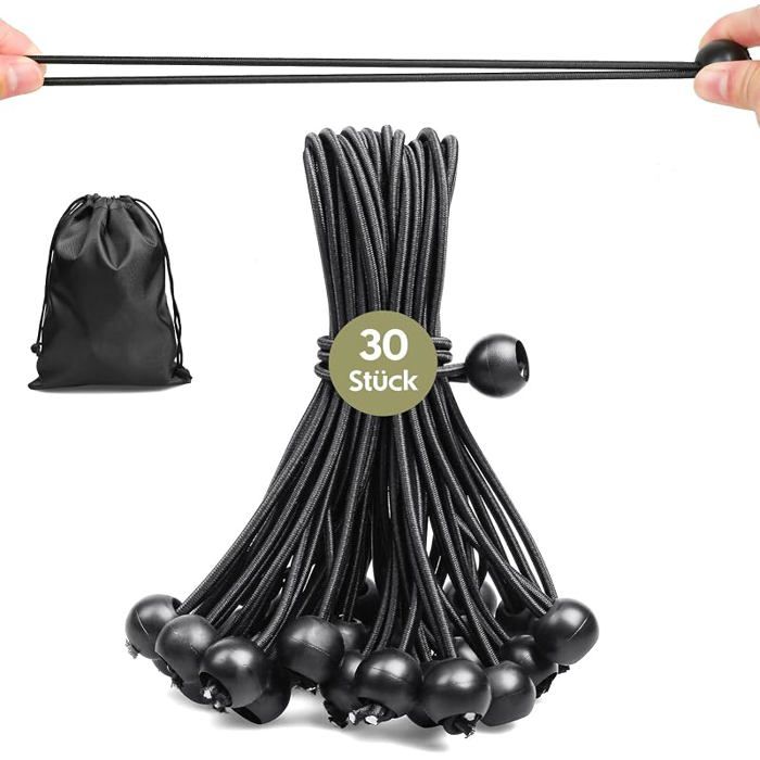 30 Pièces Tendeur Estique 20cm Sandow Estique pour Les Bâches Les Tentes de Camping Les Auvents et Le 30 20CM