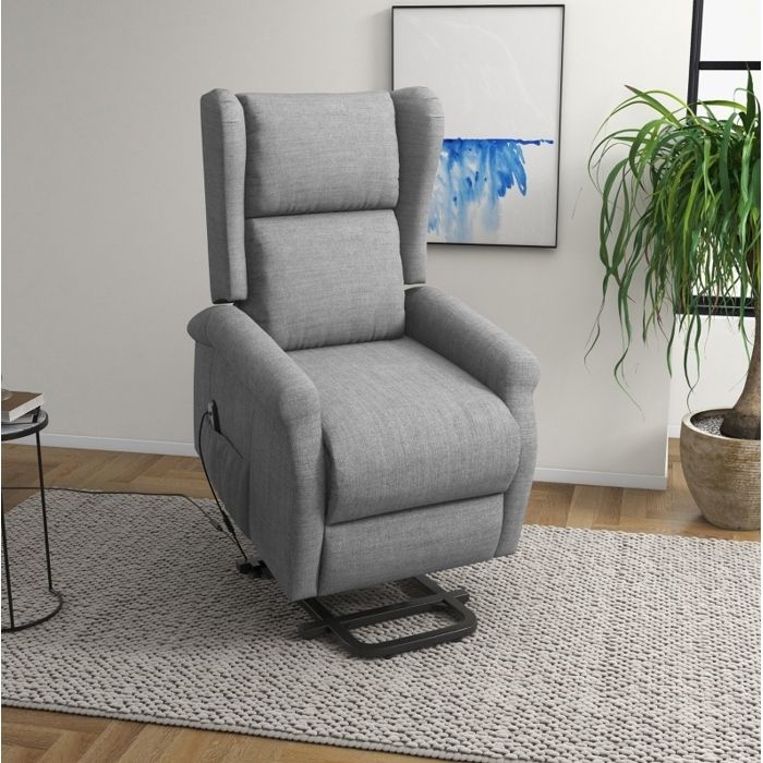 Fauteuil Releveur Electrique Gris 200 kg Fauteuil Relaxation FloraGrace Pour Salon Inclinaison Electrique 135° 74x94x111cm
