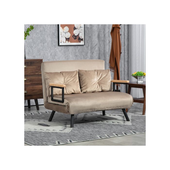 Canapé Clic-Clac - SOGEU - 102x73x81 cm - Velours marron - Dossier 5 positions - Cadre acier