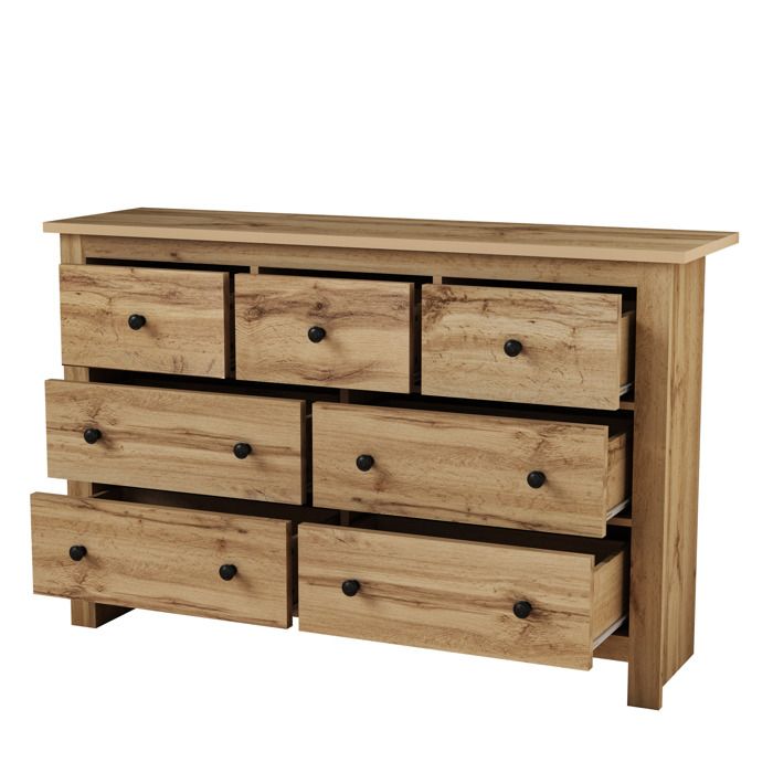 Buffet bas 7 tiroirs - aspect bois - 152 x 40 x 885 cm