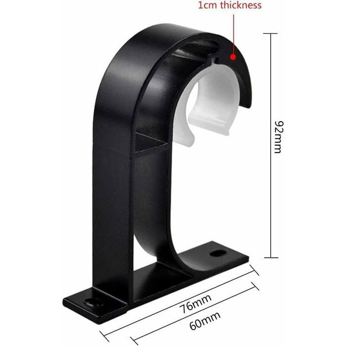 Support de tringle à rideau 2 pcs – Alliage daluminium noir – Fixation plafond – Compatible tringle 28 mm – Dimensions 92 mm x 76