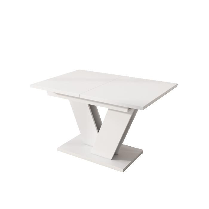 Ensemble table à manger extensible avec 6 chaises – Table blanche 120/160 x 80 cm chaises beige pivotantes