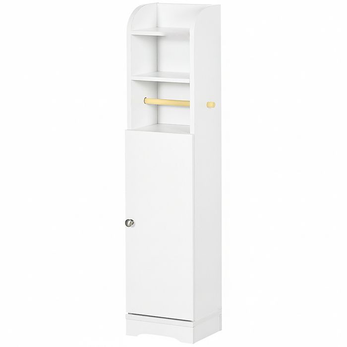 Meuble bas de salle de bain étroit niche à papier placard étagère réglable 23 x 18 x 100 cm blanc