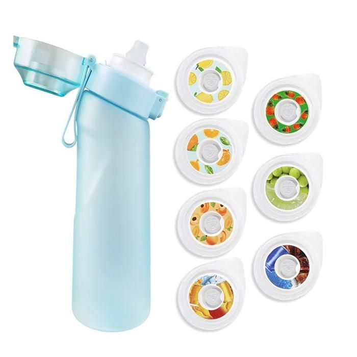 Air gourde  - Dofilo -  650ml bouteille avec de 7 gousses aromatisées air bouteille deau parfumée sans bpa avec paille bleu givré