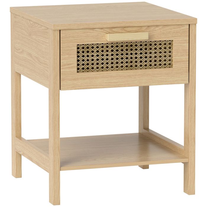Table de chevet avec tiroir et étagère MDF 40 x 40 x 48 4 cm Design Rattan