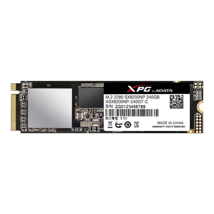 Achat Disque SSD ADATA XPG SX8200 Disque SSD 240 Go interne M.2 2280 PCI Express 3.0 x4 (NVMe) pas cher