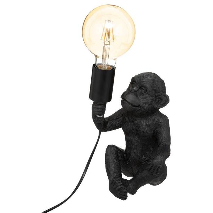 Lampe singe résine noir H24cm