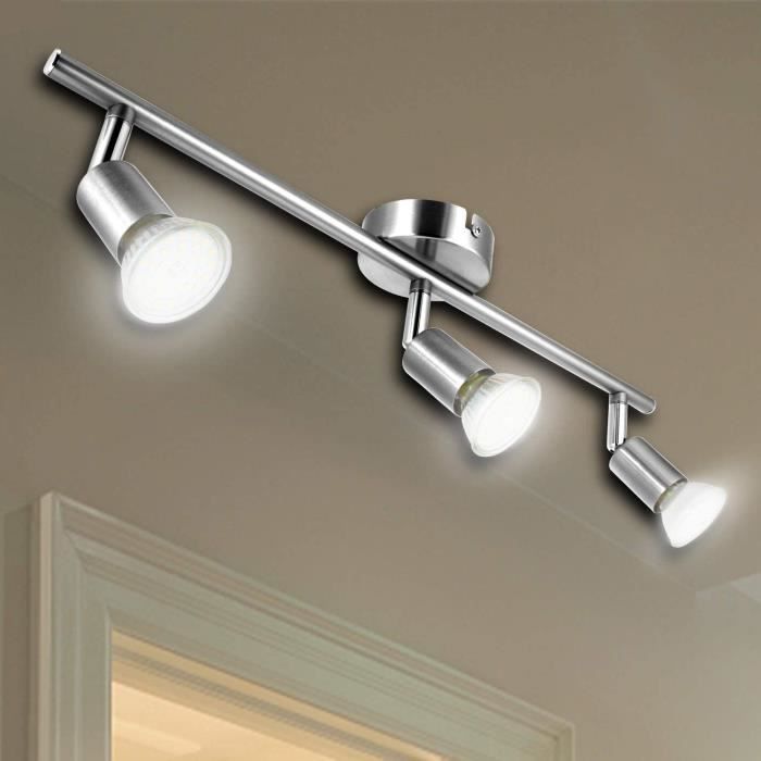 Plafonnier LED 3 Spots Orientables, 3×Ampoules GU10 6W, Moderne Luminaire Spot LED pour Cuisine,Couloir,Salon et Chambre à Coucher
