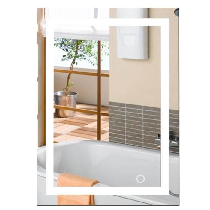 Miroir De Salle De Bain - Blanc - LED 80*60cm - Sans Cadre - Contemporain - Maison