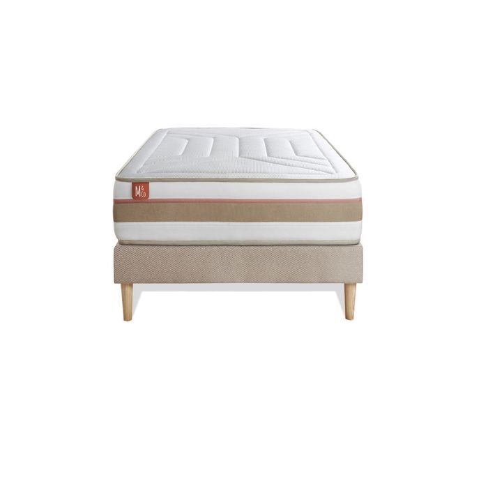 Ensemble LE TENDRE 90x190cm Ressorts ensachés + Mémoire de forme 7 zones de confort - Ep. 28cm + sommier kit Beige Ensemble LE TENDRE 90x190cm Ressorts ensachés + Mémoire de forme 7 zones de confort - Ep. 28cm + sommier kit Beige