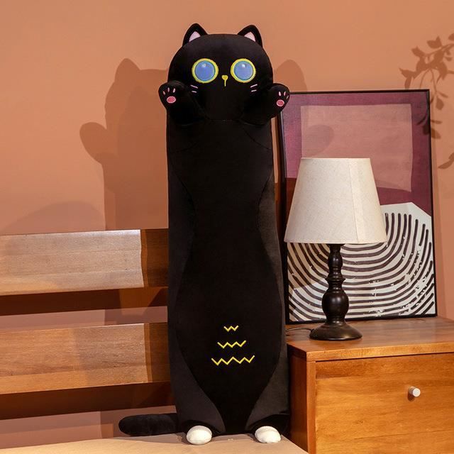Chat noir - 130 cm - Oreiller en peluche chat et chien, Long et doux, Petit  ami, Jouets en peluche, Pause au