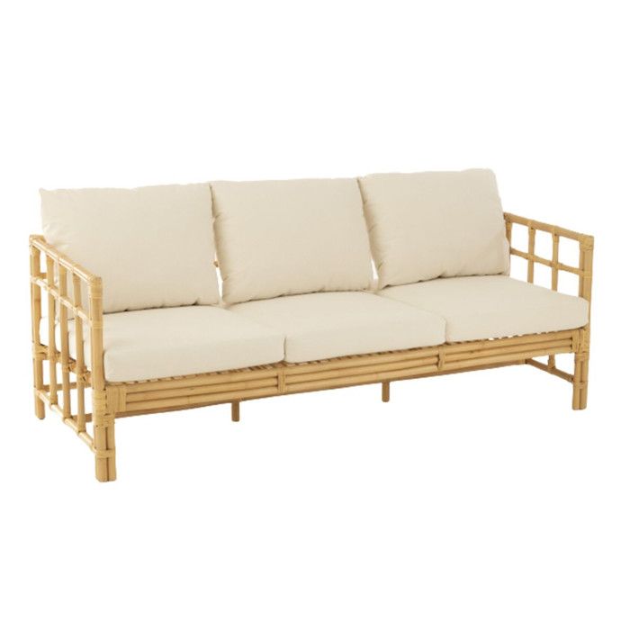 Canapé 3 Places Rotin & Coussin Elise 187cm Naturel Canapé 3 Places Rotin & Coussin Elise 187cm Naturel