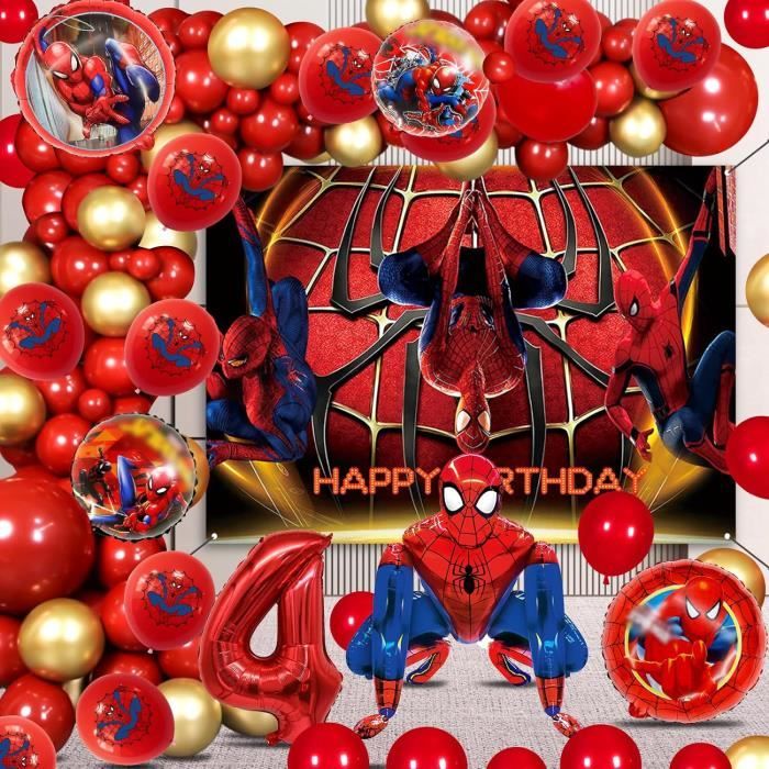 69 Pièces Deco Anniversaire Spiderma 4 Ans, Kit Spiderma Anniversaire 4 Ans,  Ballon Anniversaire Spiderma 4 Ans, Arche Ballo[u8235] - Cdiscount Maison