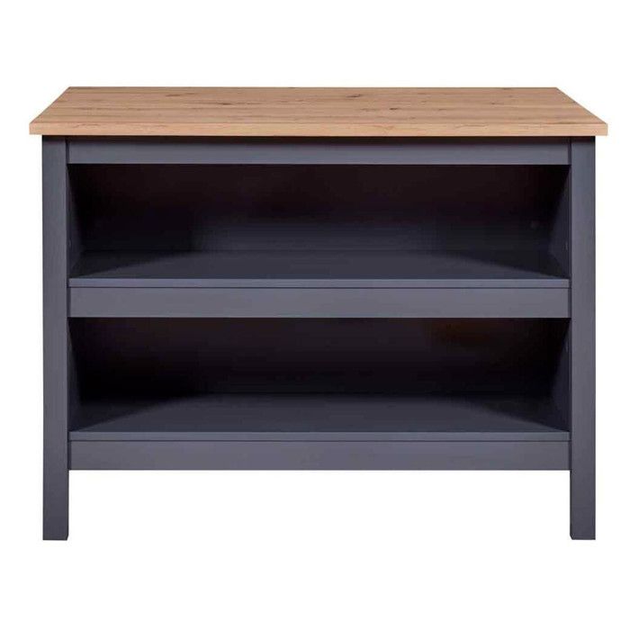 Ilot de Cuisine Melina 124cm Anthracite & Chêne Ilot de Cuisine Melina 124cm Anthracite & Chêne