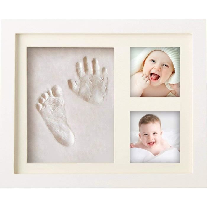 Cadre photo Empreintes Bébé, Kit Empreinte Bebe Mains pour Liste de  Naissance ,argile et cadres,cadeau de Noël