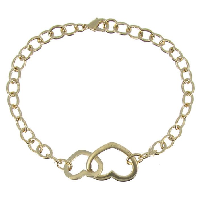 LES POULETTES BIJOUX - Bracelet Plaqué Or Double Coeurs LES POULETTES BIJOUX - Bracelet Plaqué Or Double Coeurs