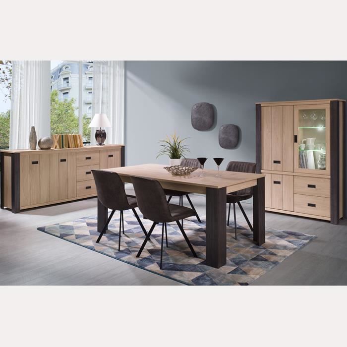 Salle à manger complète contemporaine couleur bois PIETRO Marron L 180