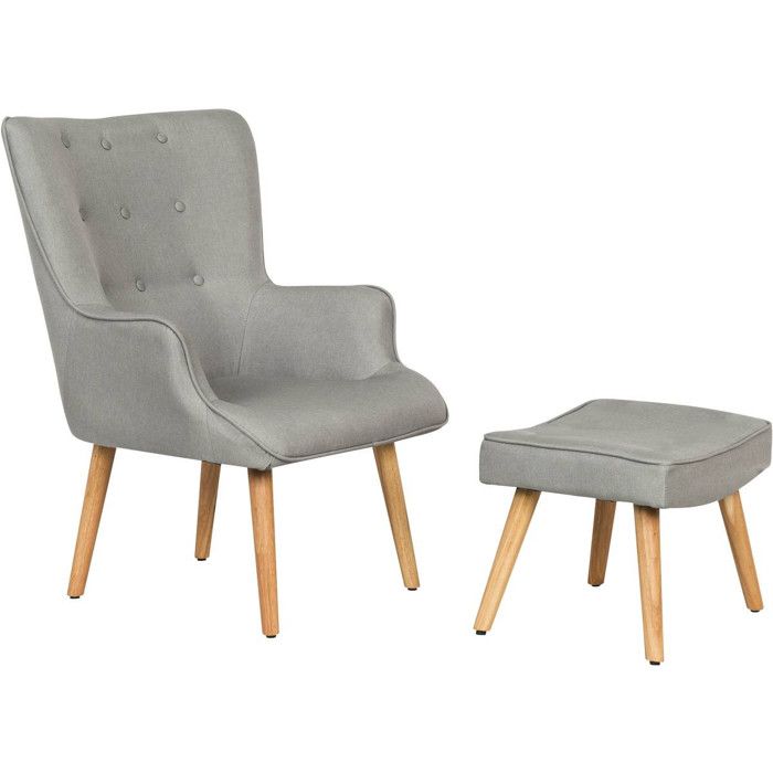 Fauteuil style scandinave en tissu Odense - 1 place - Gris clair Fauteuil style scandinave en tissu Odense - 1 place - Gris clair