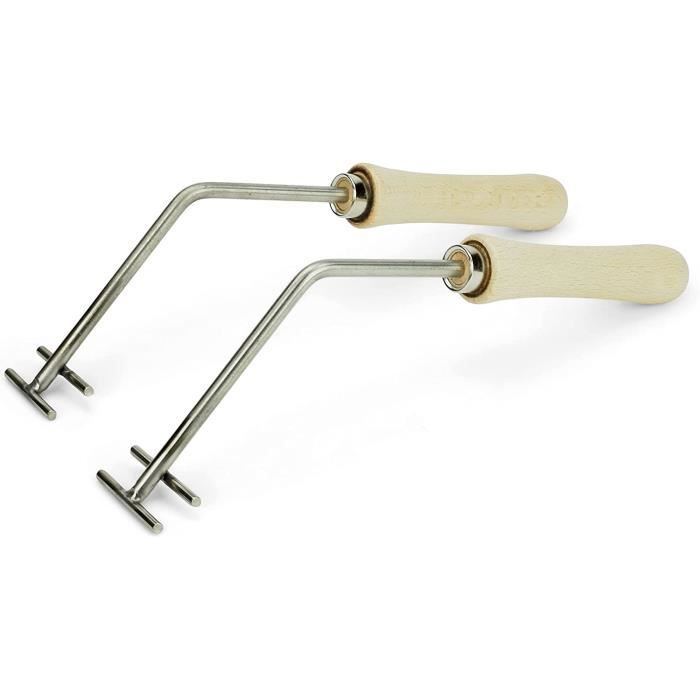 Lot De 2 Poignées Pour Grille Barbecue - Bois Et Acier Inoxydable - 5mm D'épaisseur