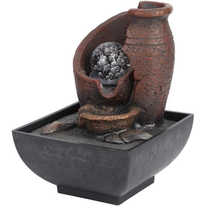 Fontaine D'eau Intérieure LED Avec Cascade Et Pierres - Décoration Relaxante Pour Maison Ou Bureau - Alimentation USB