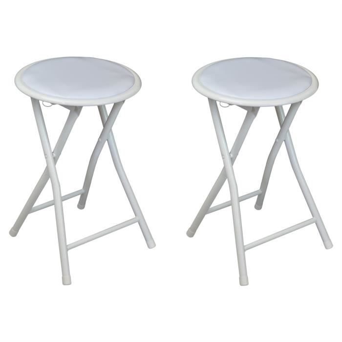 Rond pliant rembourré Tabouret Bureau Cuisine Tabourets Cadre en métal gris x2