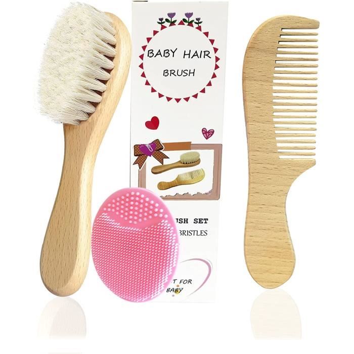3 Piece Brosse A Cheveux Pour Bebe Brosse En Poils De Chevre Et Brosse De Massage En Silicone Pour Le Traitement Des Croutes 1 Cdiscount Puericulture Eveil Bebe