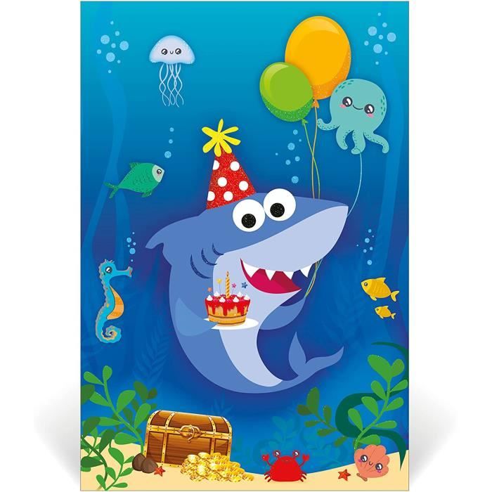 Baby Shark Carte de vœux pour anniversaire 