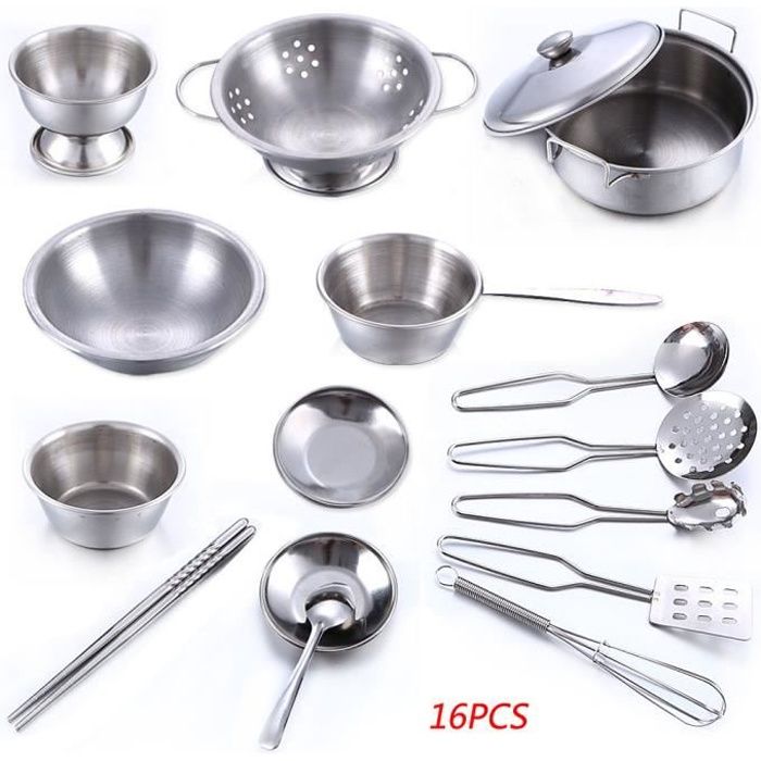 10 pièces Prétendre En Acier Inoxydable Ustensiles De Cuisine Set miniature  Cuisine & Pâtisserie Jouet Kit Pour Enfants Faire Semblant De Jouer ,  Parent-enfant interaction Cadeau D'Anniversaire, Mode en ligne