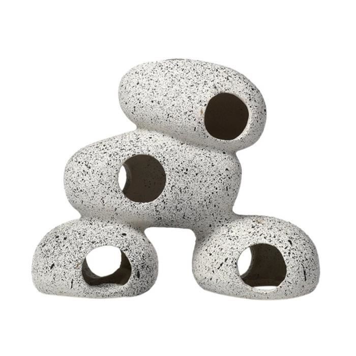 Décor Aquarium Grotte En Résine Pierre Grise - Cachette Pour Poissons Cichlidés Et Brouteurs 18x14.5x7cm