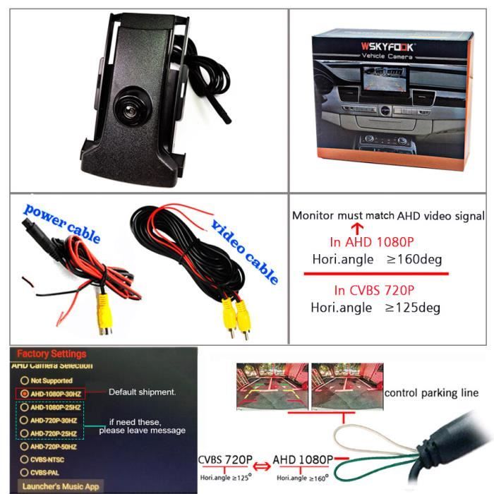 Caméra 1080P Grand Angle Caméra De Recul Voiture Zoelele AHD 1080P - Grand Angle 170° Avec Trajectoire Dynamique - Vision Nocturne Et Rotative 360° - Installation Facile Camera De Recul Voiture