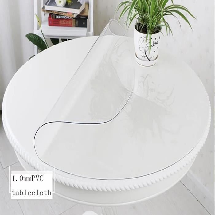 Nappe Ronde Transparente Mate De 160 Cm - Imperméable - Version Améliorée - Design Biseauté à 65° - Film Transparent Pour Table De Salle à Manger En Bois - 3 Mm D'épaisseur