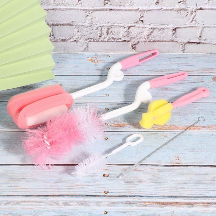 Brosse Éponge 2-en-1 Pour Biberons Et Bouteilles Avec Ventouse – Nettoyage Profond Et Facile, Manche Long Ergonomique