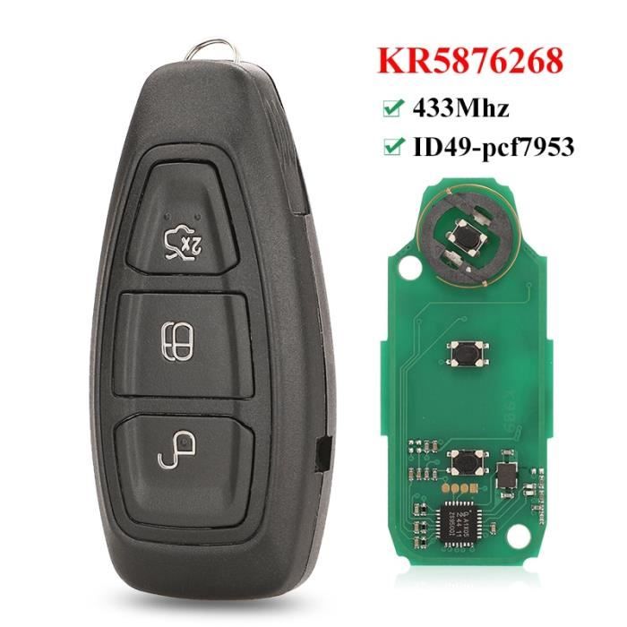 Taille clé télécommande intelligente à , 433MHz, pour Ford Grand c-max Focus Kuga Fiesta 2016 + KR5876268