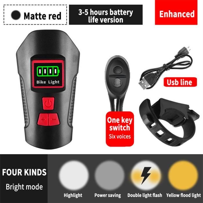 Vélo Lumière,T6 Set A--Feu avant de bicyclette T6 Rechargeable par USB, phare arrière de