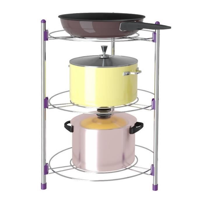 3 niveaux étagère de cuisine,porte-pots de cuisine porte-ustensiles de cuisine étagères de rangement cuisine acier carbone h51.5cm