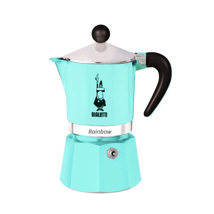 Cafetière italienne - BIALETTI - Moka Express - Tous feux sauf induction - 6 tasses - 300 ml - Rainbow Bleu