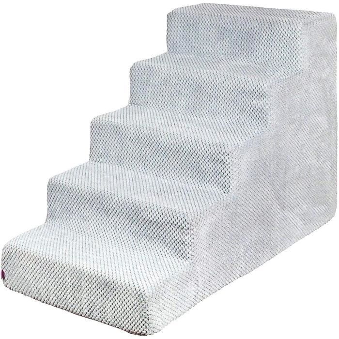 Comparer les prix de Escaliers pour chien, escaliers pour chat, escaliers pour animaux, L 75 x 40 x 50 cm, gris clair, matière pelucheuse