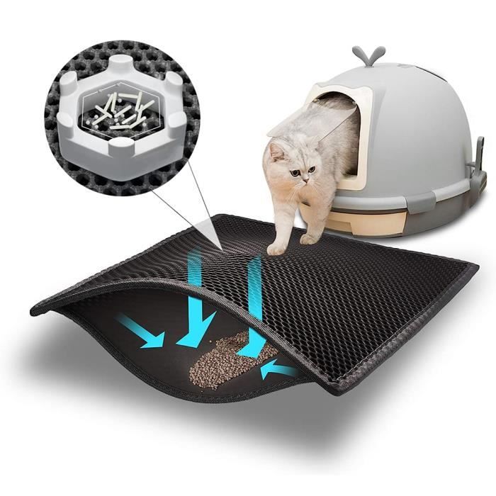 Comparer les prix de Tapis Litiere Chat pour Bac à Litière Chat et Toilette Chat, Tapis Litière pour Chat 60x45 cm, Imperméable, Double Couche