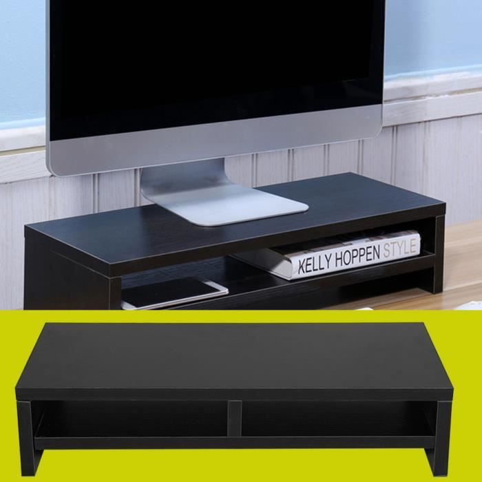 étagère de rangement Support TV Tablette rehausseur décran Support pour moniteur bureau dordinateur Bois 41 –ALA