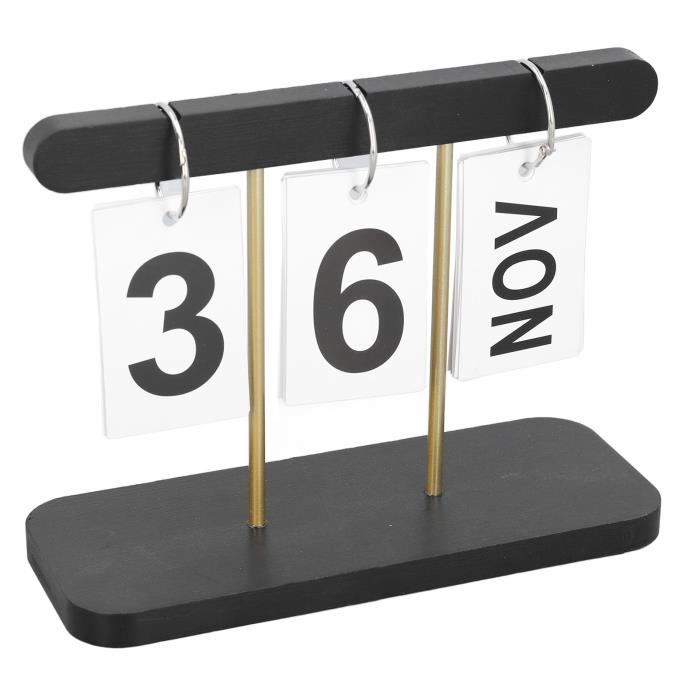 Calendrier Perpétuel De Bureau - Design Moderne En ABS Et Bois - 15x4x17 Cm - Organisation Quotidienne - 11